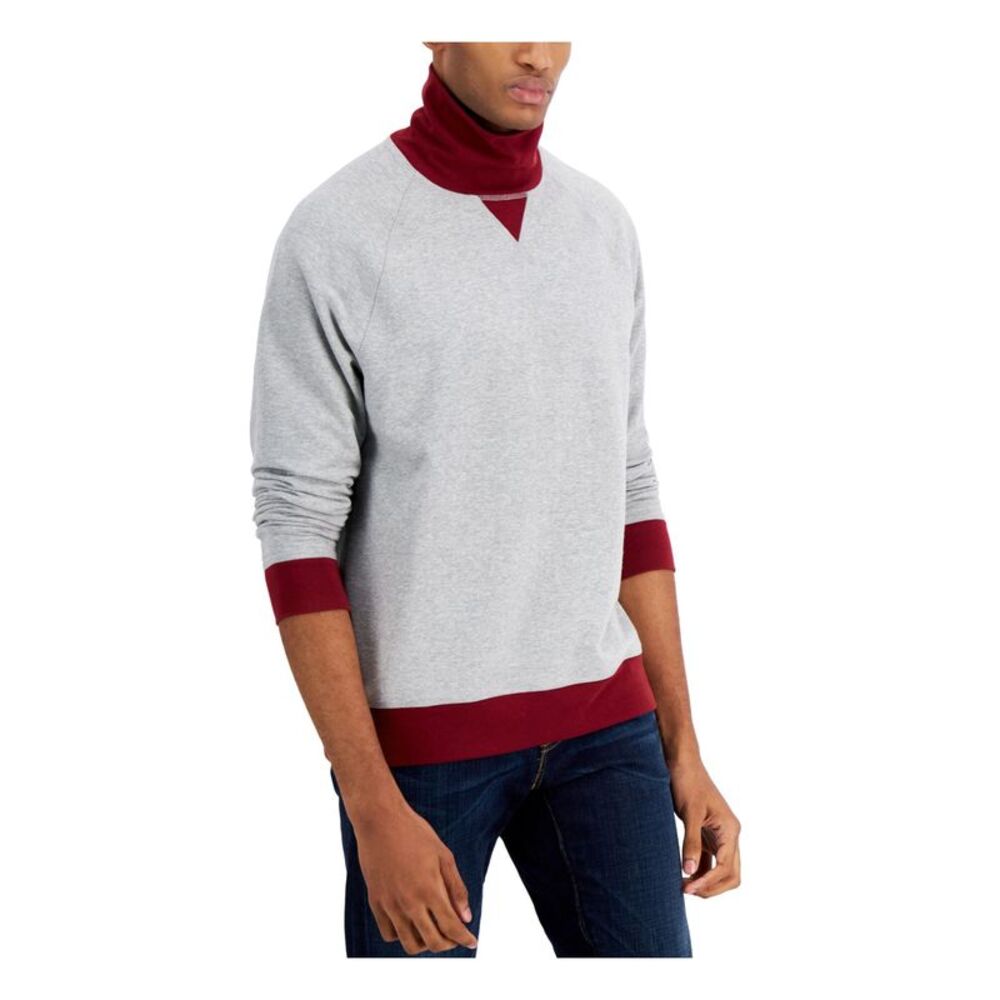 NWT CLUBROOM Mens Gray Turtle Neck Classic Fit Fleece Sweatshirt XXL